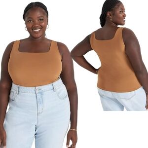 Lane Bryant Womens 18/20 Sleeveless Square Neck Double Layer Tank Top Camisole